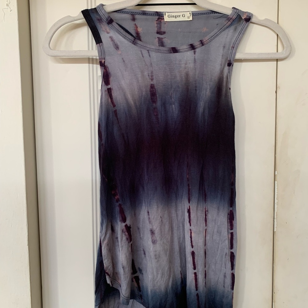 Ginger G Women's Tie-Dye Tank Top in Blue, Purple and Light Blue S